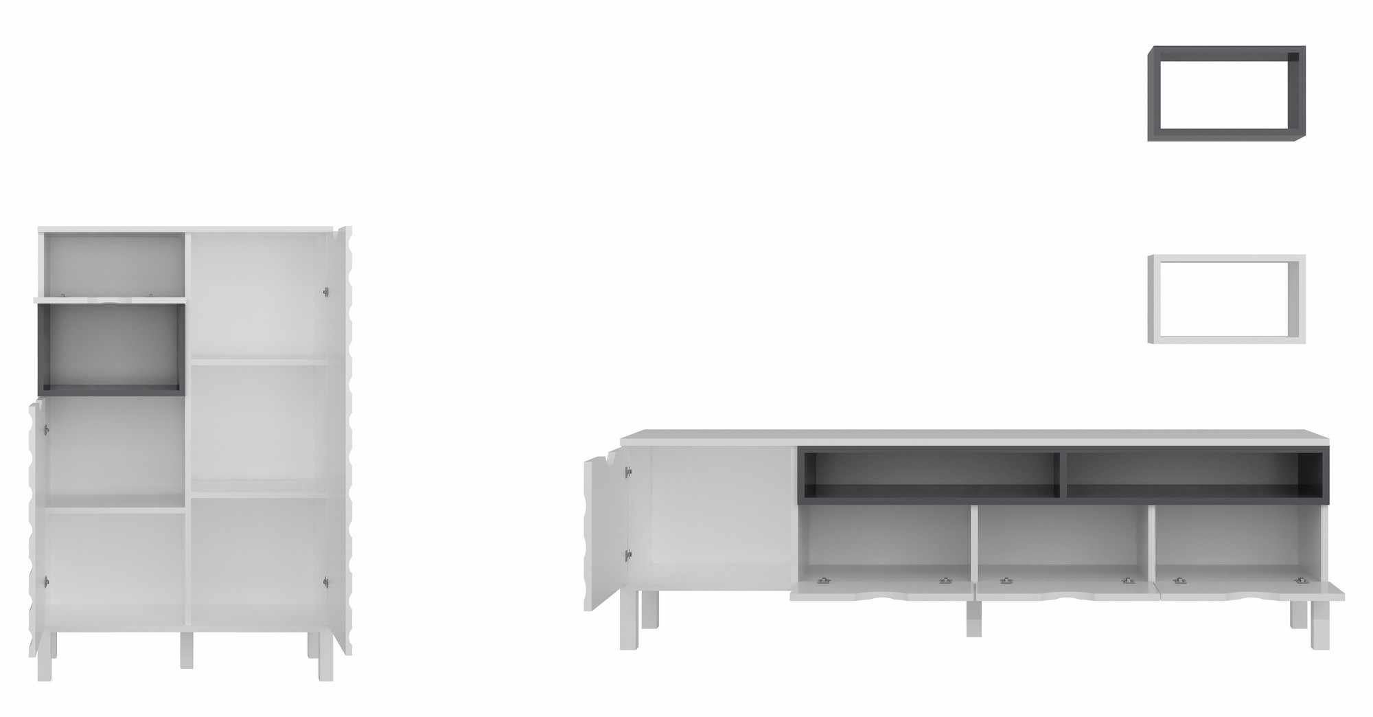 Unitate TV Hanah Home, PAL melaminat, 180 x 35 x 53.6 cm, alb/antracit, 875ZNA3026 — imaginea 2