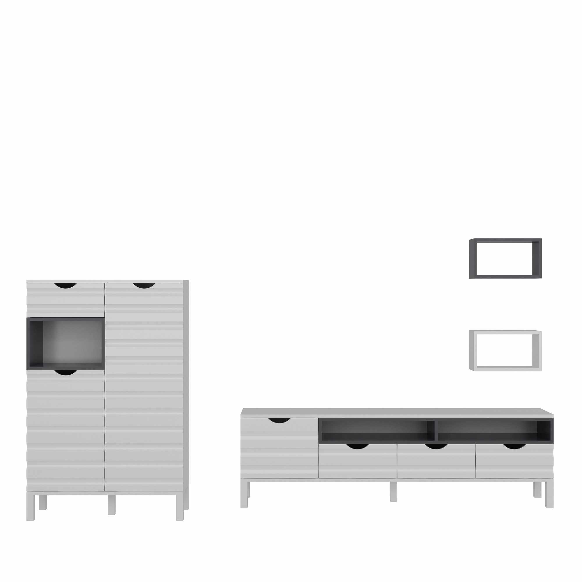 Unitate TV Hanah Home, PAL melaminat, 180 x 35 x 53.6 cm, alb/antracit, 875ZNA3026 — imaginea 8