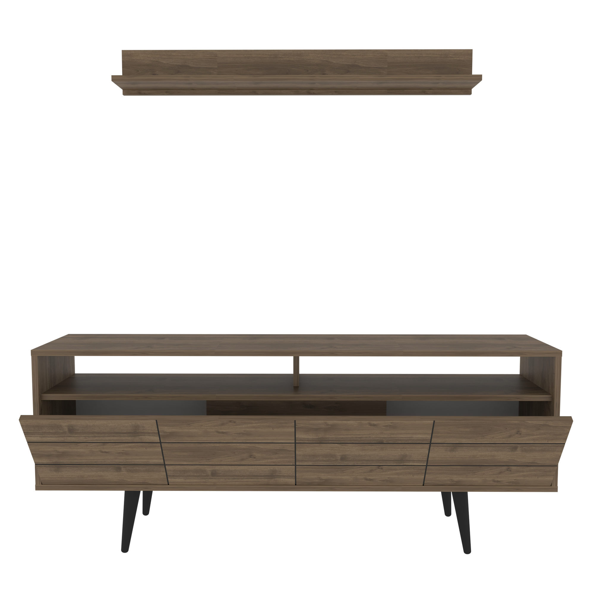 Unitate TV Hanah Home, PAL melaminat, 160 x 35 x 64.5 cm, nuc, 322RTC2449 — imaginea 2