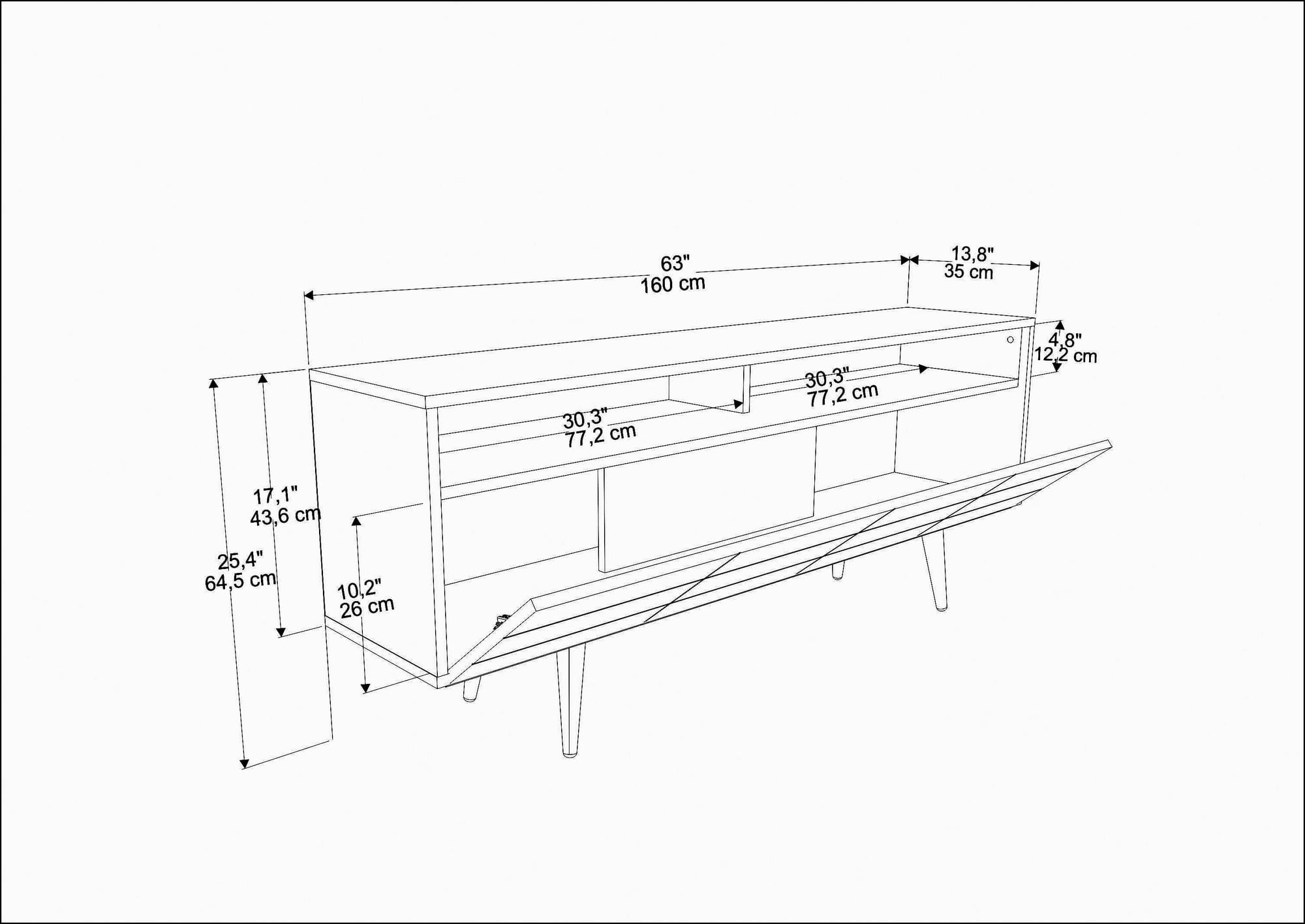 Unitate TV Hanah Home, PAL melaminat, 160 x 35 x 64.5 cm, nuc, 322RTC2449 — imaginea 3