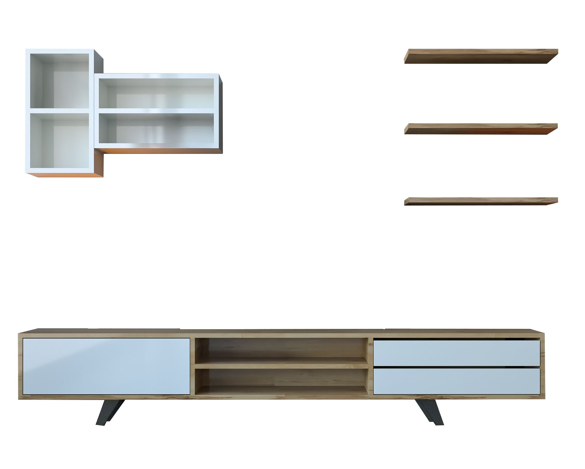 Unitate TV Hanah Home, PAL melaminat, 180 x 40 x 45 cm, alb/stejar, 167RAB1902 — imaginea 3