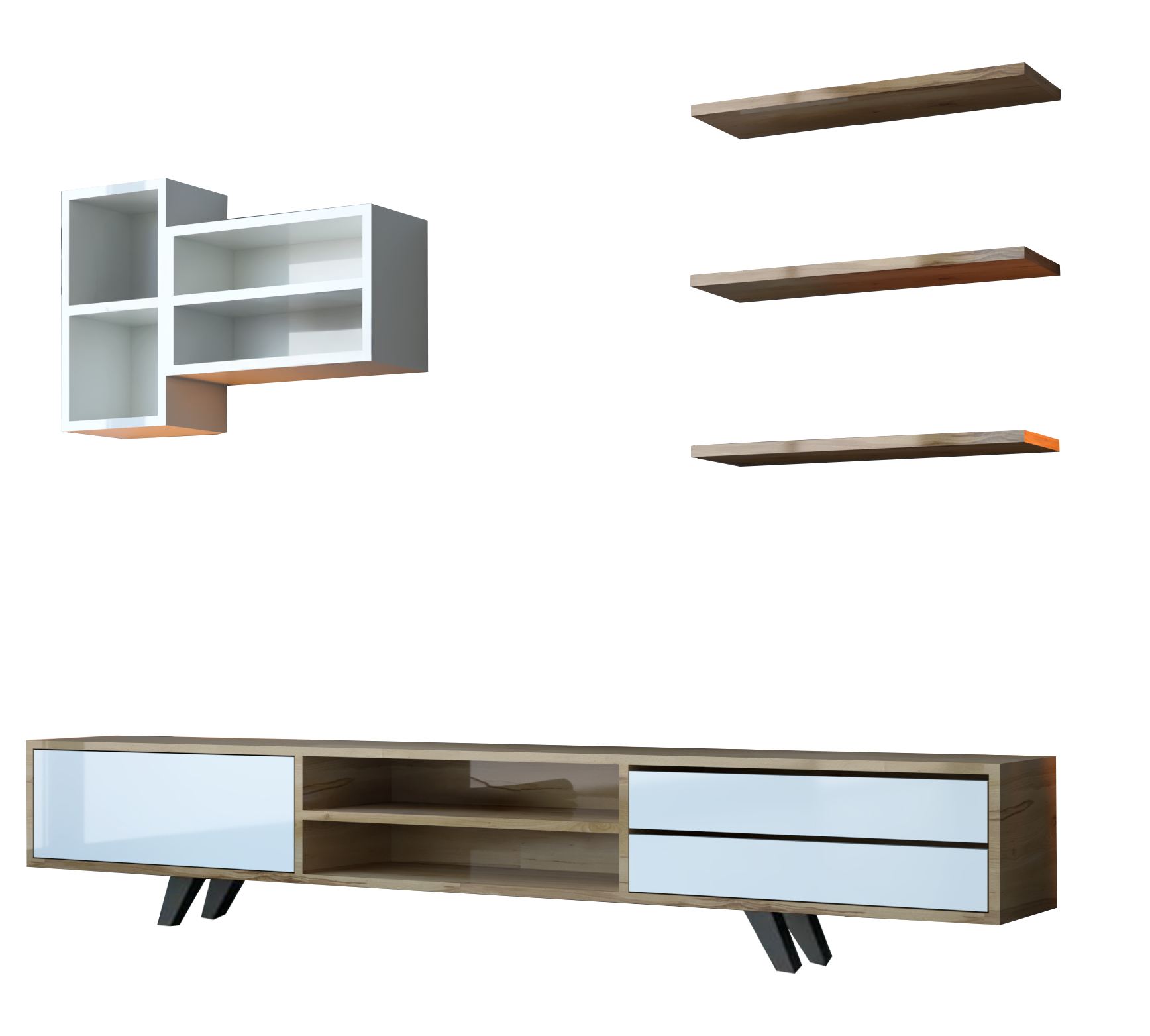 Unitate TV Hanah Home, PAL melaminat, 180 x 40 x 45 cm, alb/stejar, 167RAB1902 — imaginea 5