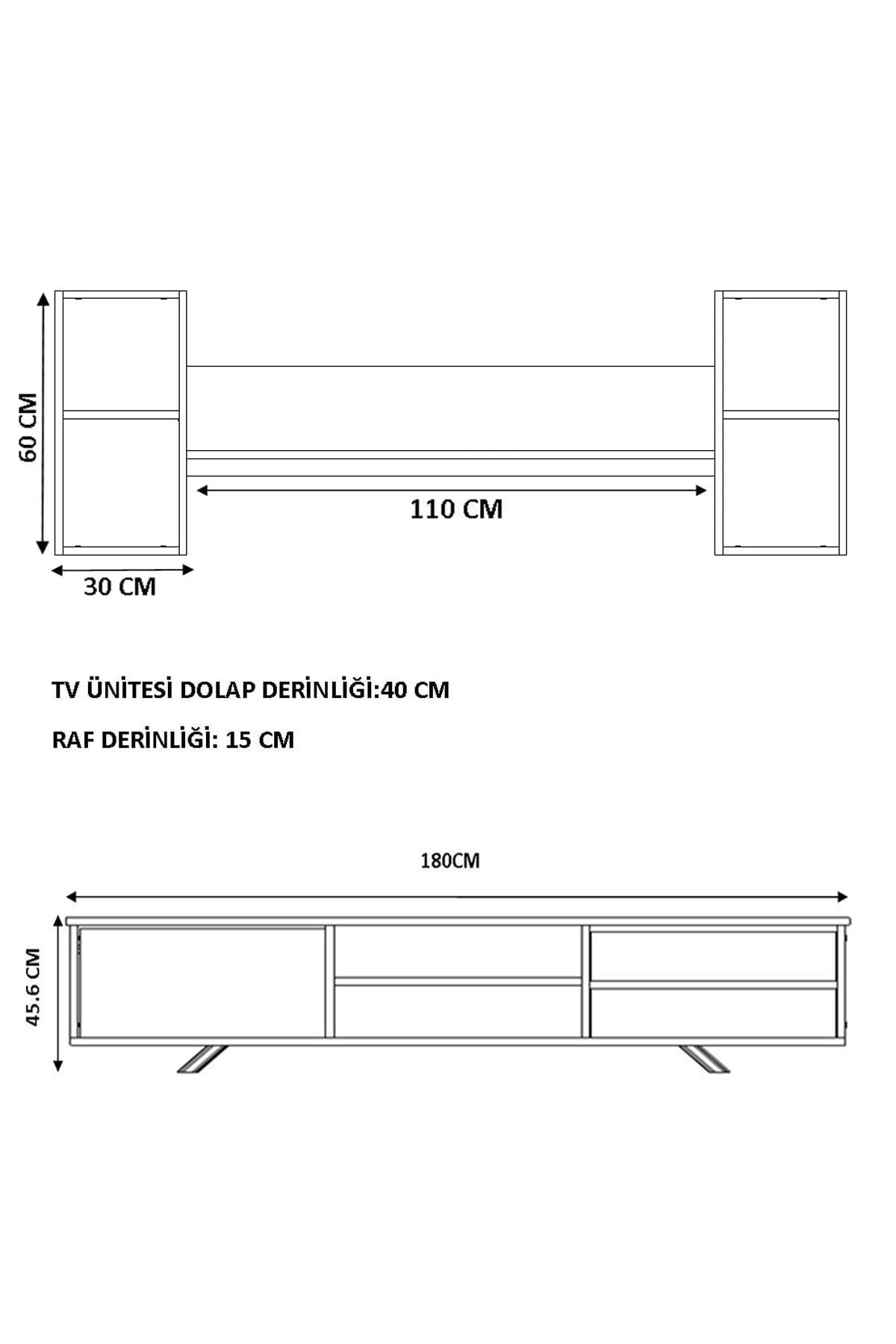 Unitate TV Hanah Home, PAL melaminat, 180 x 40 x 45 cm, alb/stejar, 167RAB1903 — imaginea 5