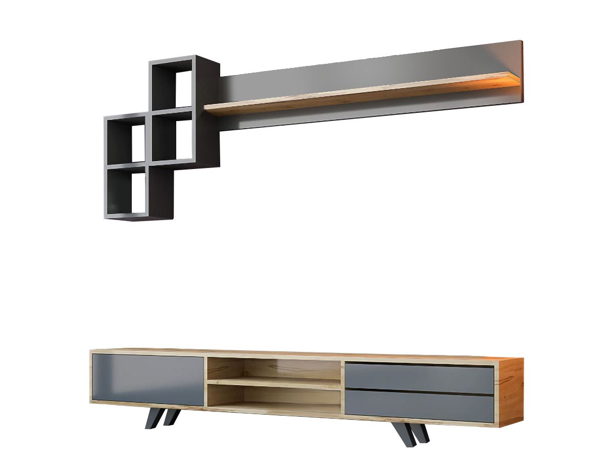 Unitate TV Hanah Home, PAL melaminat, 180 x 40 x 45 cm, antracit/stejar, 167RAB1901 — imaginea 2