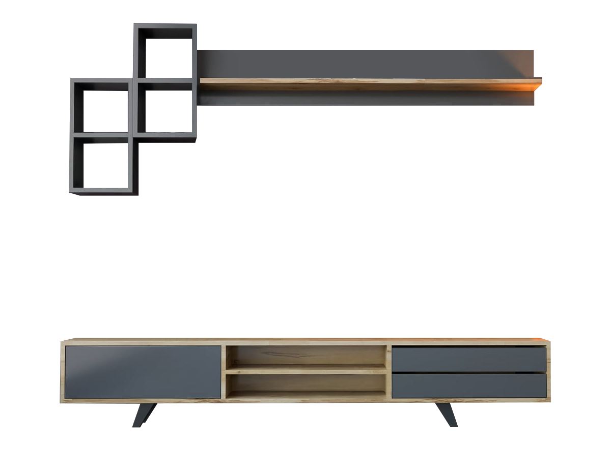 Unitate TV Hanah Home, PAL melaminat, 180 x 40 x 45 cm, antracit/stejar, 167RAB1901 — imaginea 3