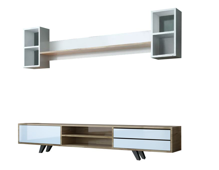 Unitate TV Hanah Home, PAL melaminat, 180 x 40 x 45 cm, alb/stejar, 167RAB1903 — imaginea 6