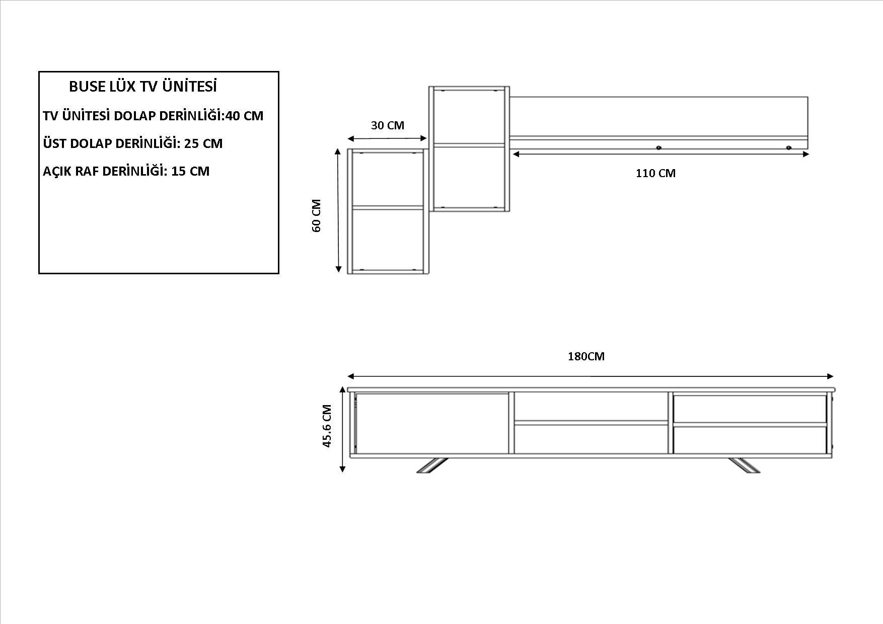 Unitate TV Hanah Home, PAL melaminat, 180 x 40 x 45 cm, antracit/stejar, 167RAB1901 — imaginea 5