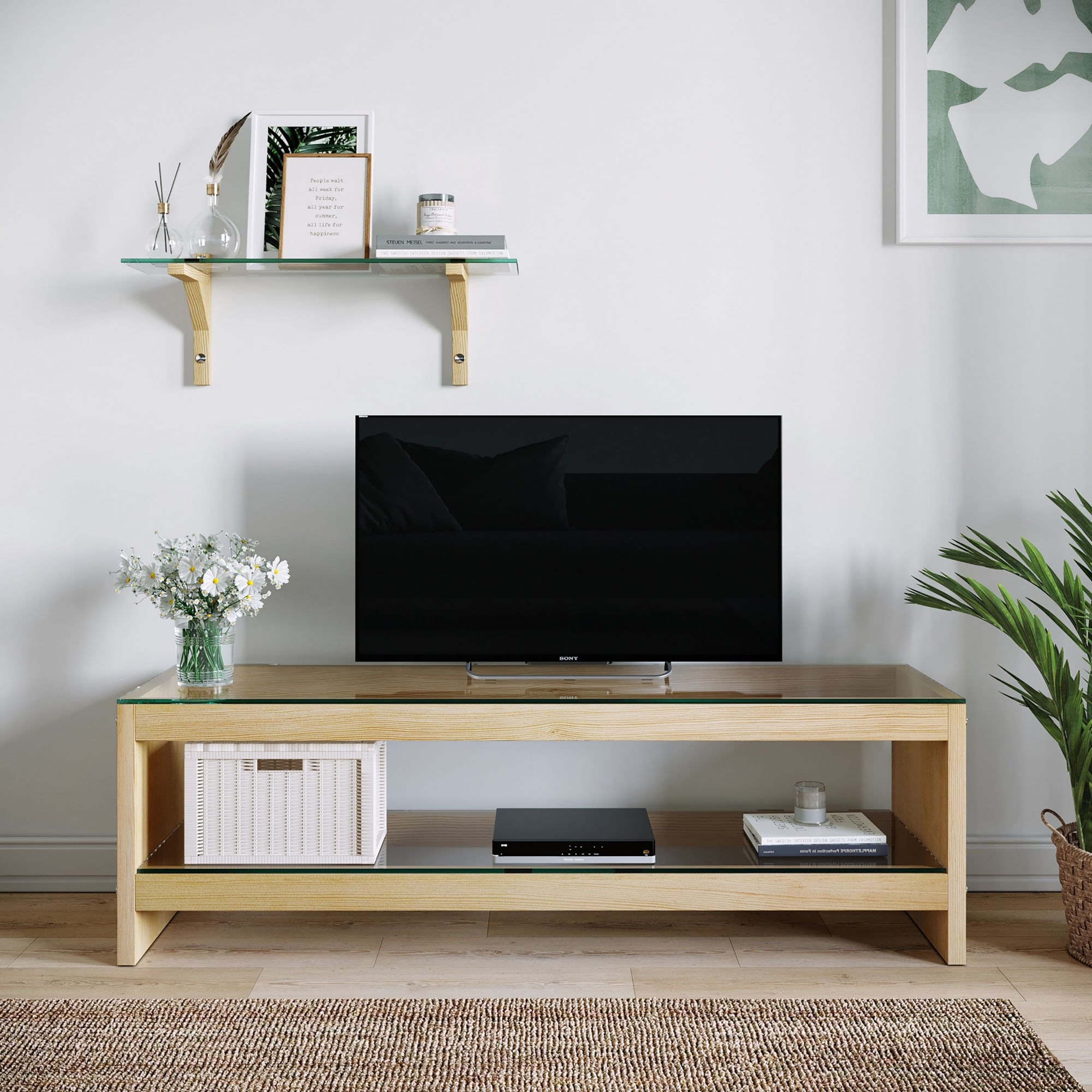 Unitate TV Hanah Home, pin, 140 x 40 x 45 cm, stejar, 552NOS1511 — imaginea 5