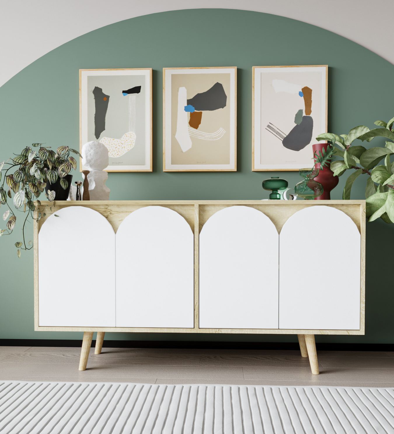Consolă Hanah Home, PAL melaminat, 150 x 45 x 80 cm, sapphire stejar/alb, 469ORN1517 — imaginea 3