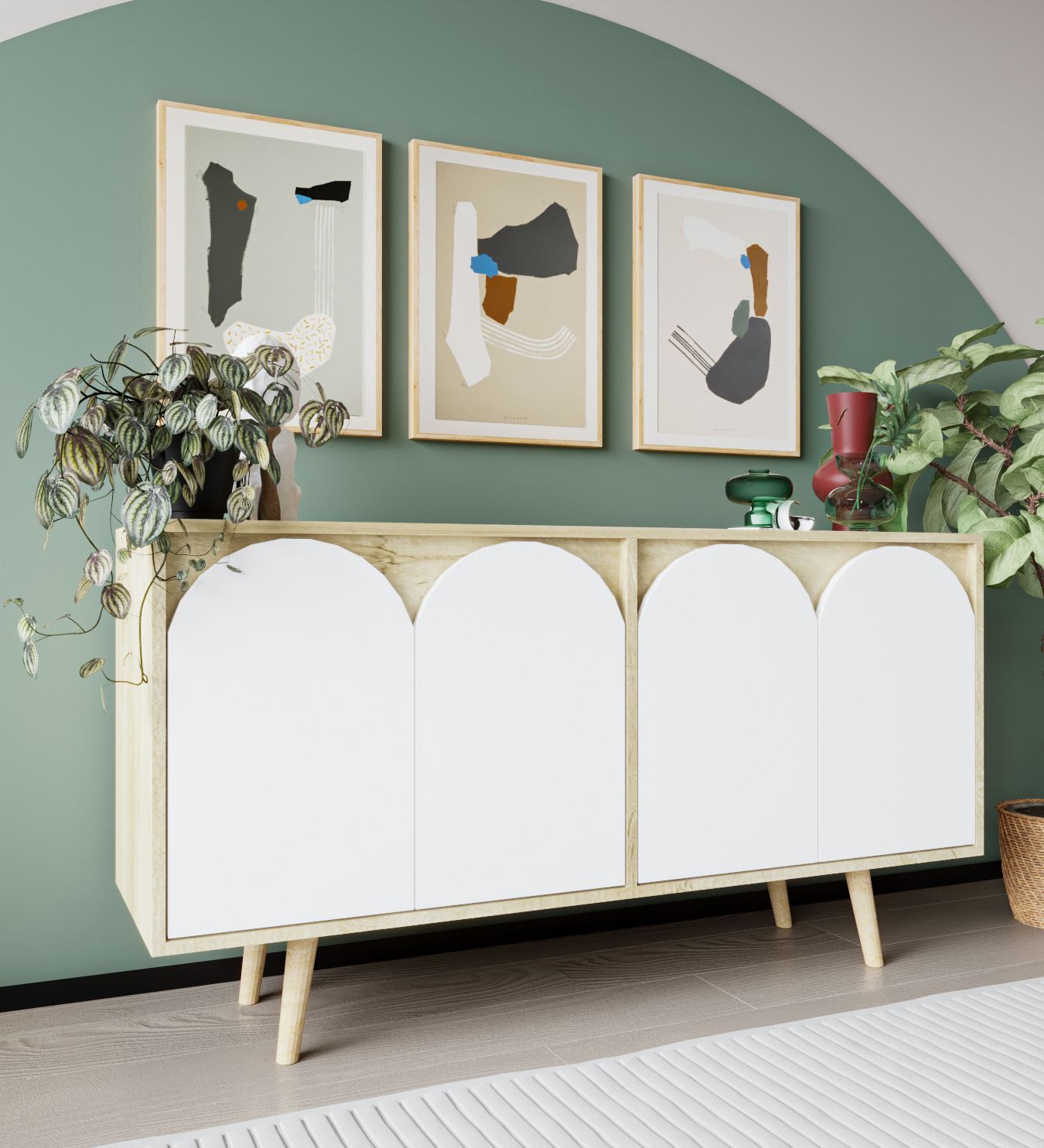 Consolă Hanah Home, PAL melaminat, 150 x 45 x 80 cm, sapphire stejar/alb, 469ORN1517 — imaginea 5