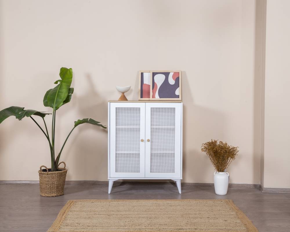 Bufet Hanah Home, MDF, 90 x 41 x 105 cm, alb/stejar, 277WLN1105 — imaginea 2