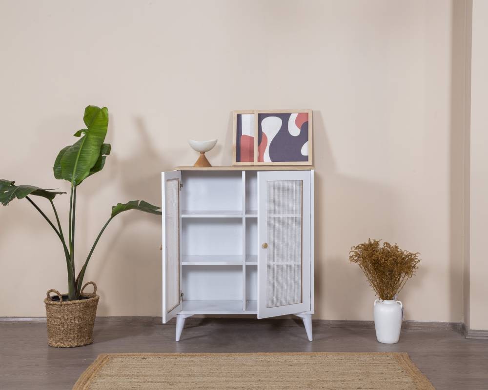 Bufet Hanah Home, MDF, 90 x 41 x 105 cm, alb/stejar, 277WLN1105 — imaginea 3
