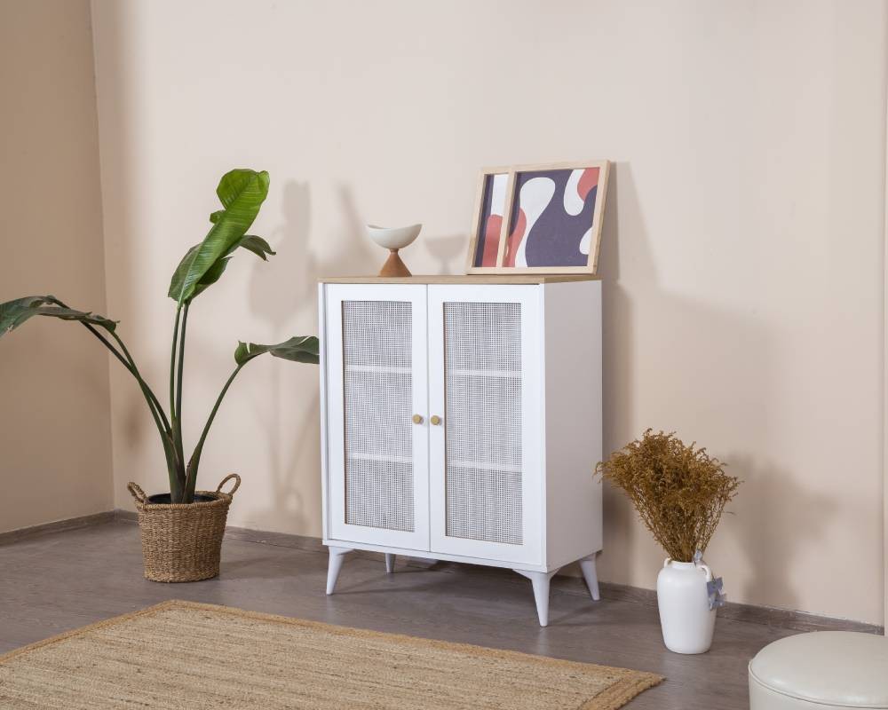 Bufet Hanah Home, MDF, 90 x 41 x 105 cm, alb/stejar, 277WLN1105 — imaginea 4
