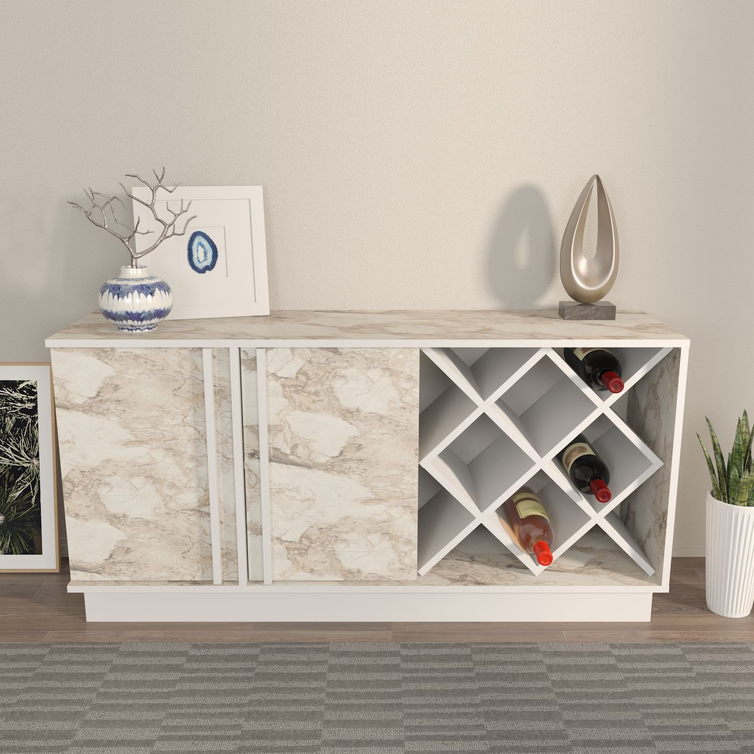 Bufet Hanah Home, PAL melaminat, 148 x 40 x 70 cm, alb/ephesus, 875ZNA3517 — imaginea 2