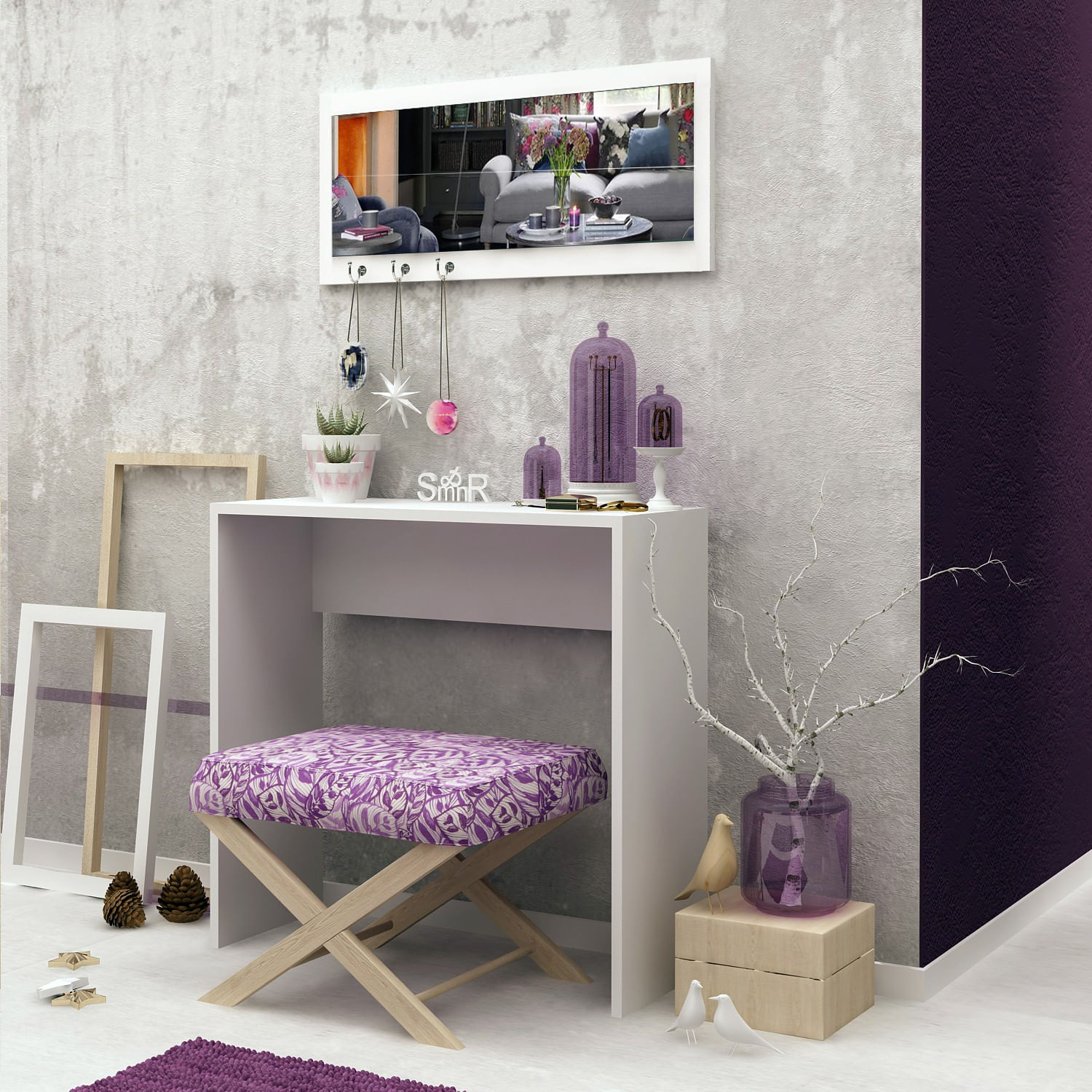 Bufet Hanah Home, PAL melaminat, 80 x 30 x 82 cm, alb, 811MDD3902 — imaginea 2