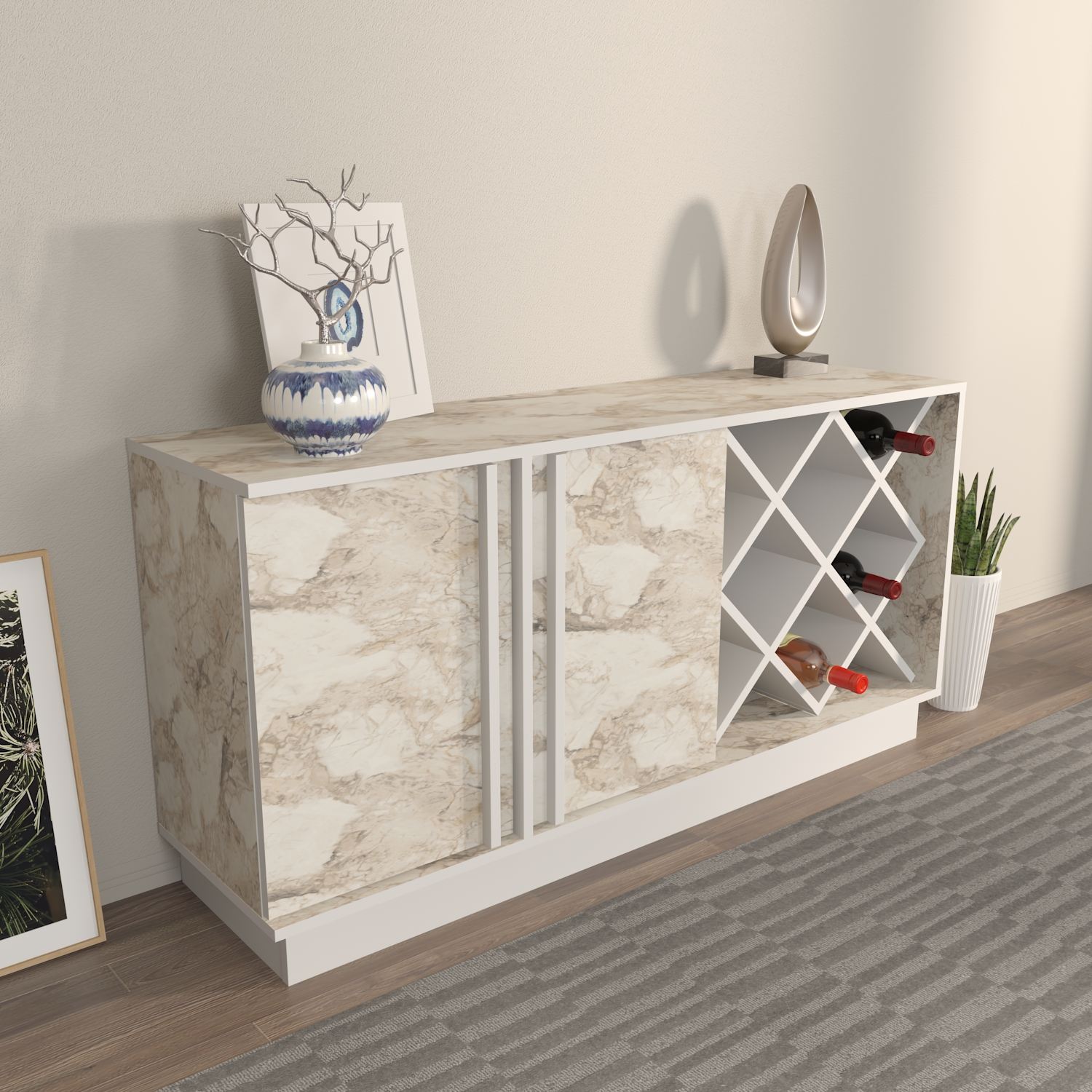 Bufet Hanah Home, PAL melaminat, 148 x 40 x 70 cm, alb/ephesus, 875ZNA3517 — imaginea 5