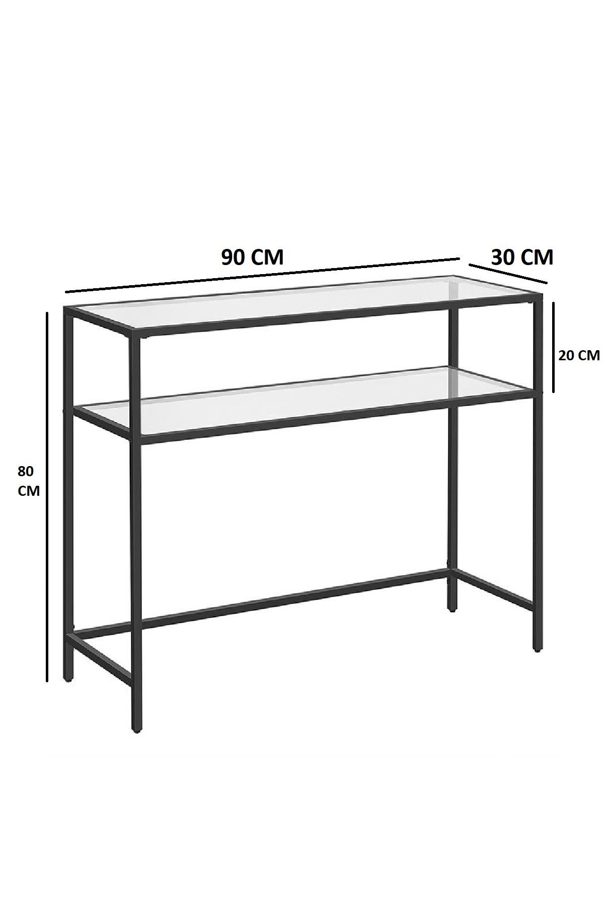 Comodă Hanah Home, metal, 90 x 30 x 80 cm, negru/transparent, sticlă, 540MDR1303 — imaginea 5