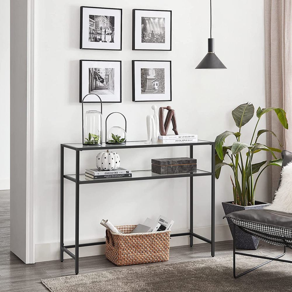 Comodă Hanah Home, metal, 90 x 30 x 80 cm, negru/transparent, sticlă, 540MDR1303 — imaginea 6