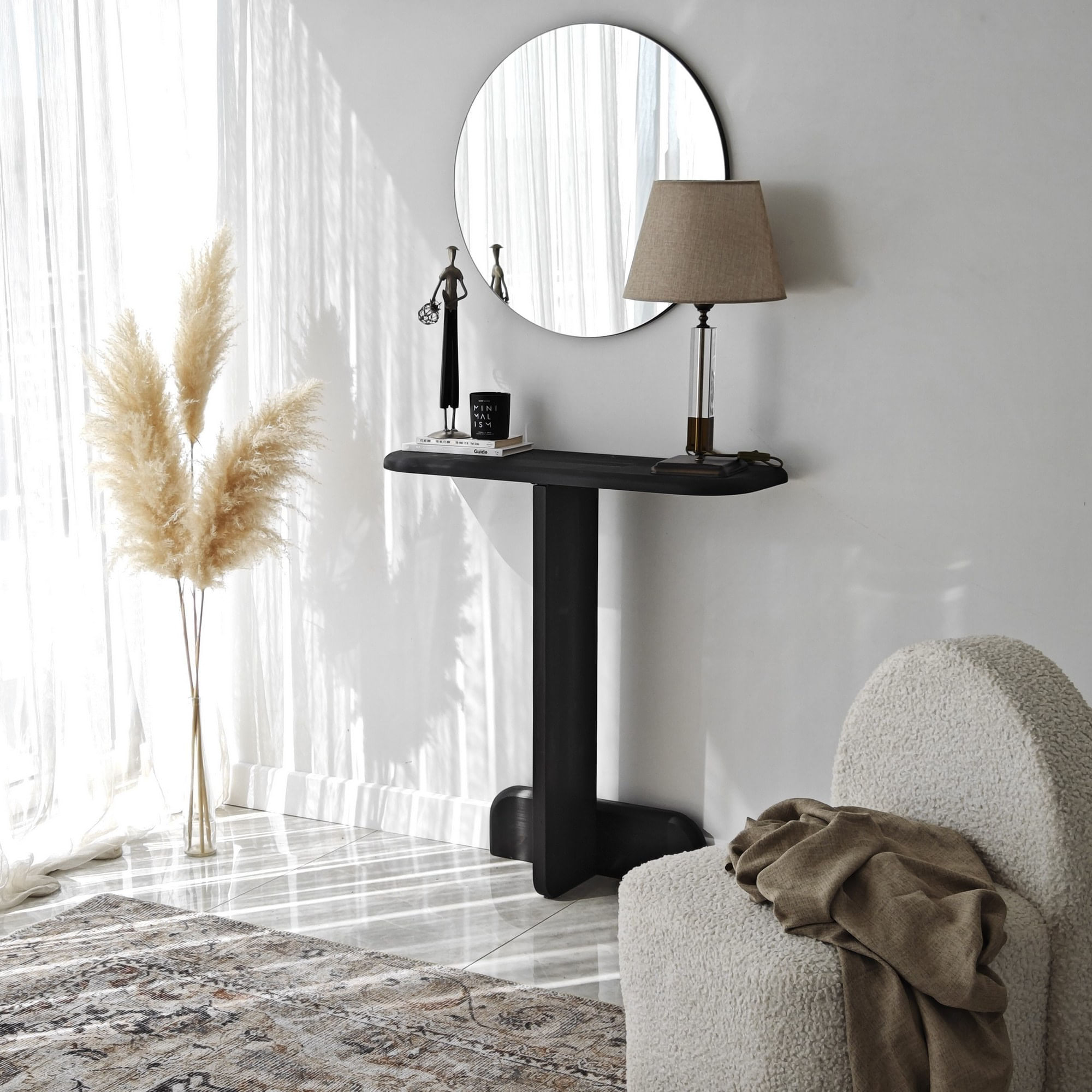 Comodă Hanah Home, lemn masiv, 80 x 25 x 85 cm, antracit, 552NOS1912 — imaginea 4
