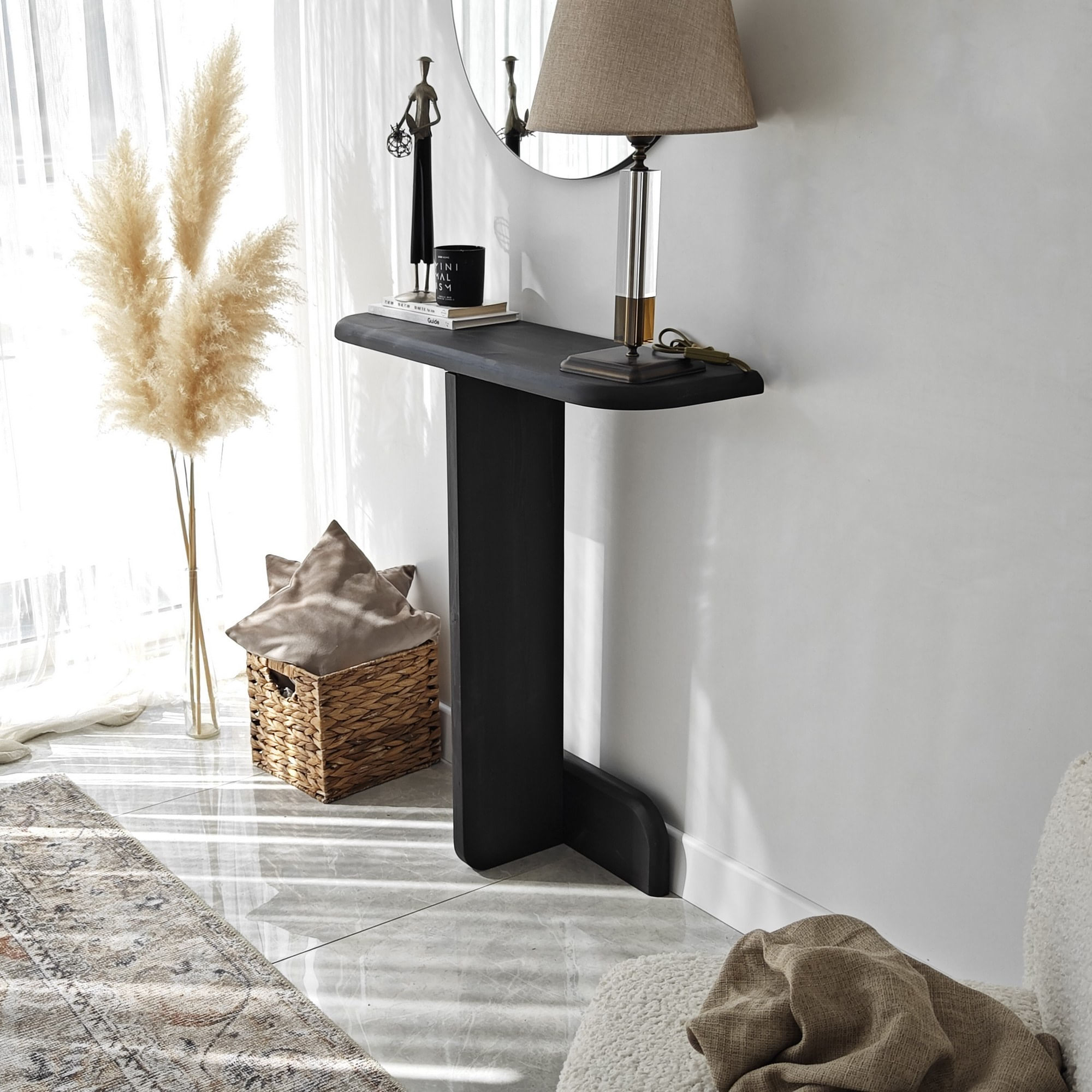 Comodă Hanah Home, lemn masiv, 80 x 25 x 85 cm, antracit, 552NOS1912 — imaginea 8