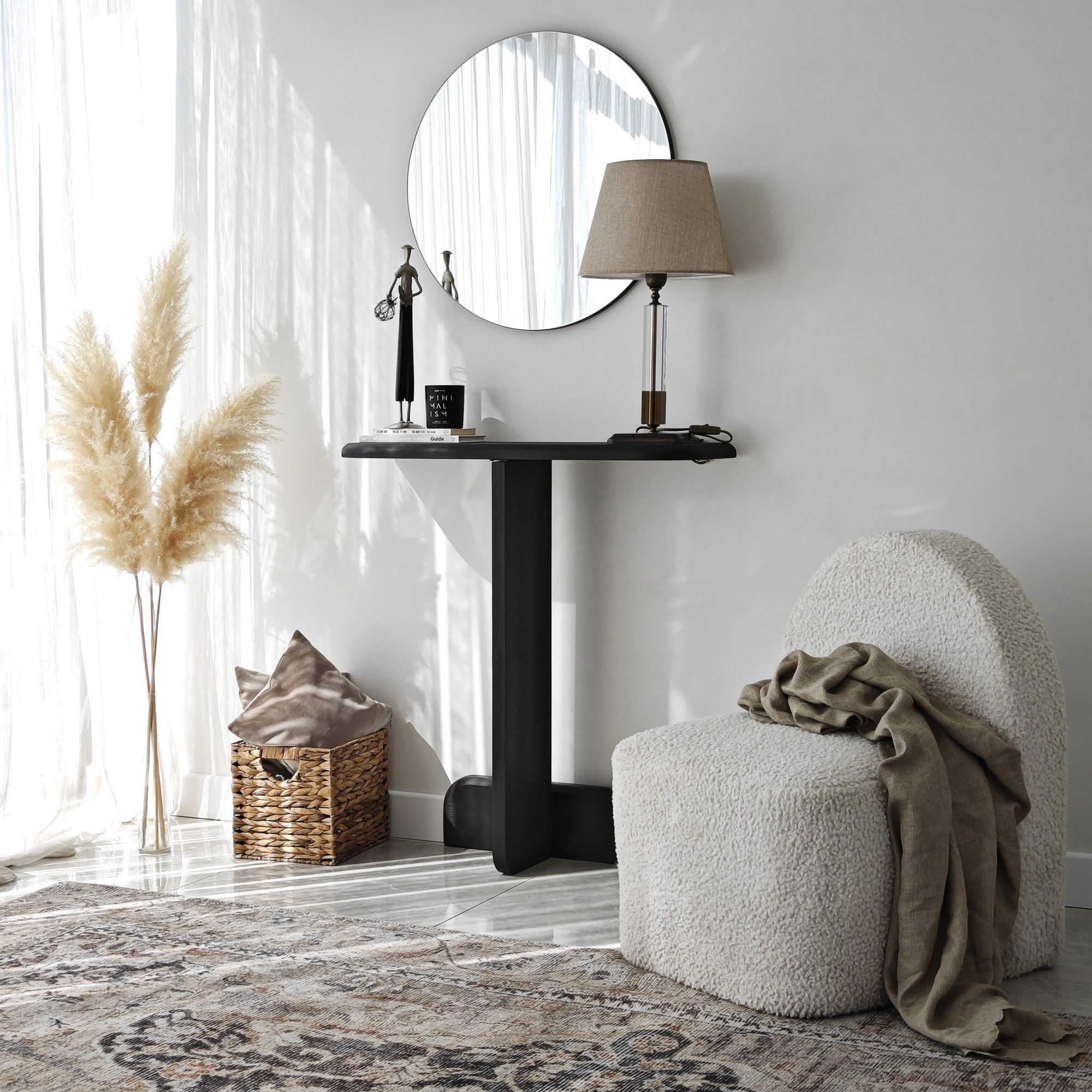 Comodă Hanah Home, lemn masiv, 80 x 25 x 85 cm, antracit, 552NOS1912 — imaginea 9