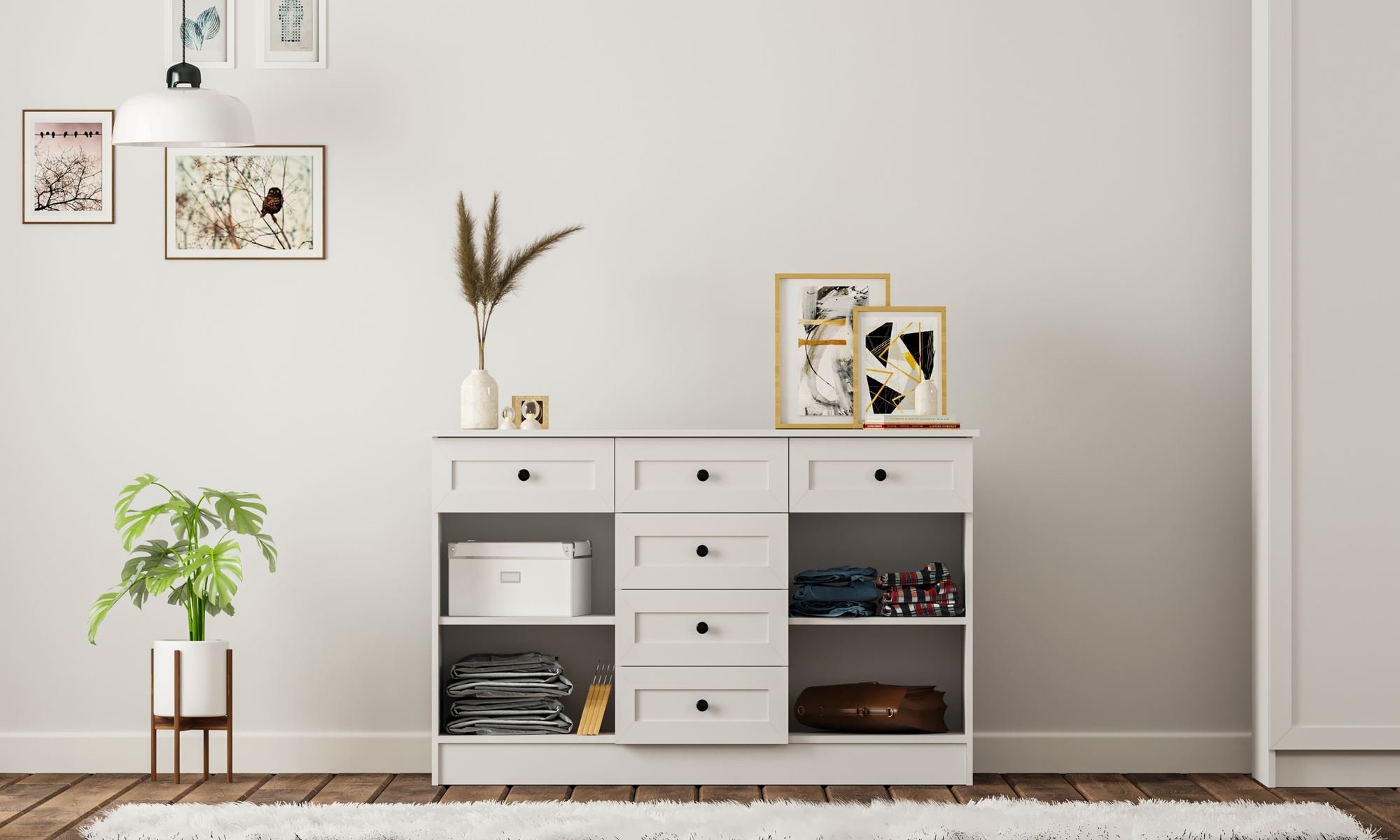 Comodă Hanah Home, PAL melaminat, 130 x 43 x 85 cm, alb mat, 167RAB1511 — imaginea 3