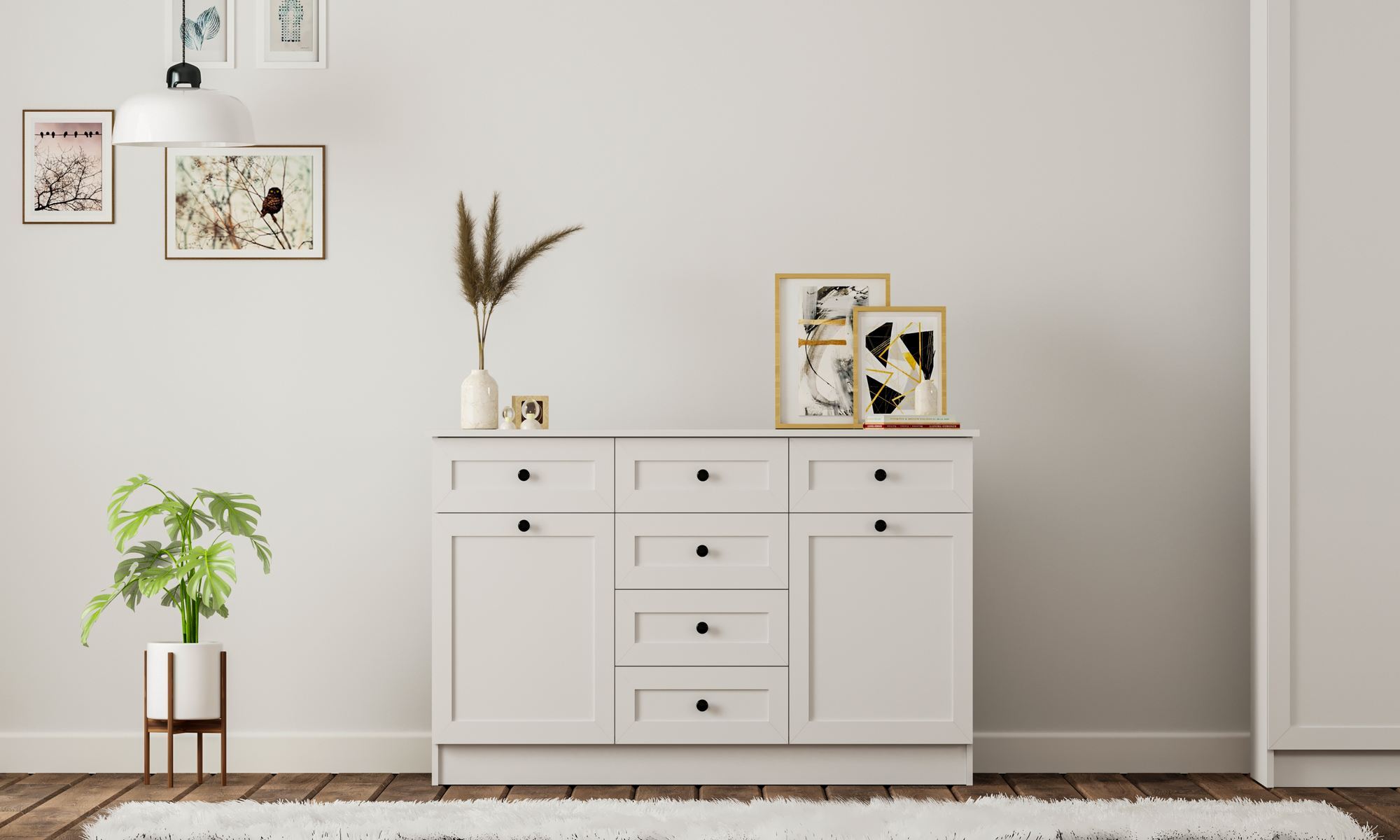 Comodă Hanah Home, PAL melaminat, 130 x 43 x 85 cm, alb mat, 167RAB1511 — imaginea 4