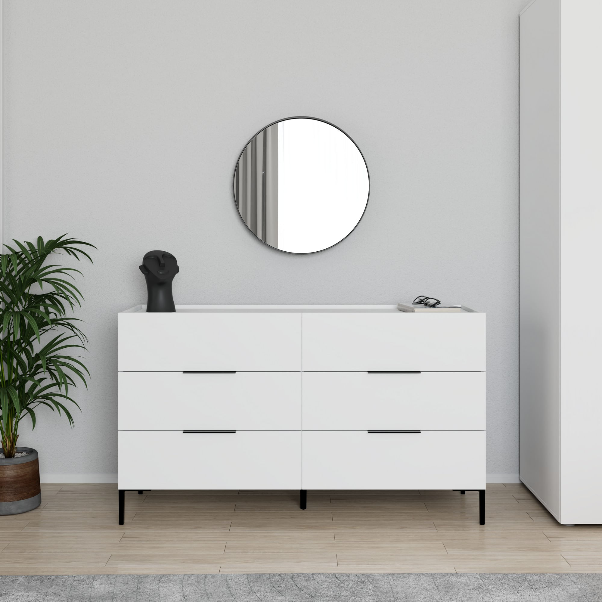 Comodă Hanah Home, PAL melaminat, 140 x 44 x 81 cm, alb, 479ADR1513 — imaginea 6
