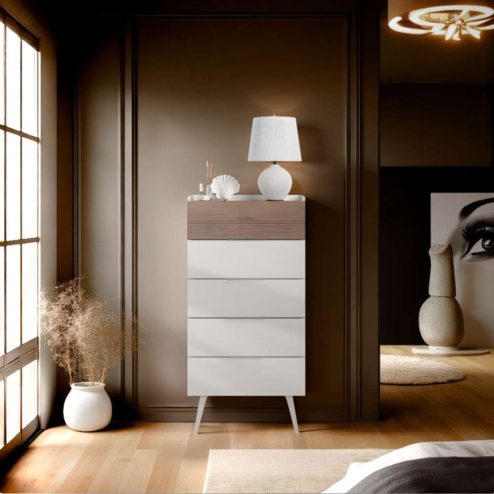 Comodă Hanah Home, PAL melaminat, 60 x 44 x 121 cm, bej-cenușiu, 479ADR1521 — imaginea 5