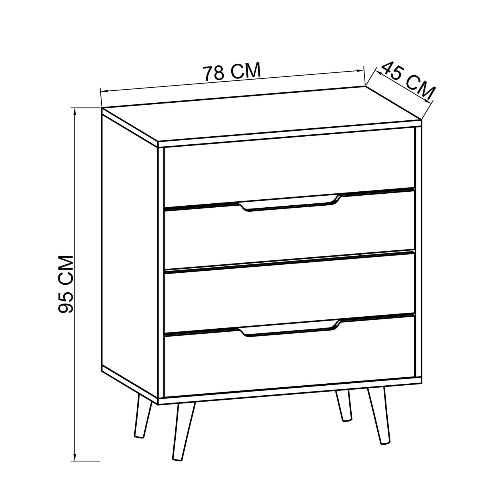 Comodă Hanah Home, PAL melaminat, 78 x 45 x 95 cm, sapphire stejar/alb, 469ORN2103 — imaginea 5