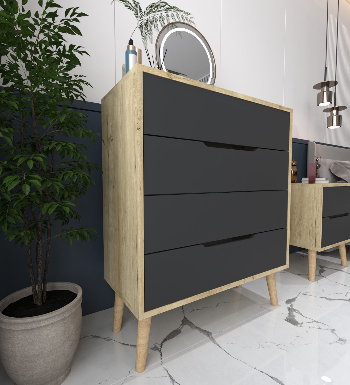 Comodă Hanah Home, PAL melaminat, 78 x 45 x 95 cm, sapphire stejar/antracit, 469ORN2105 — imaginea 5