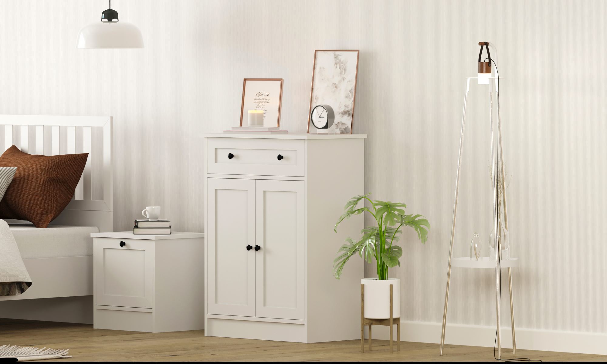 Comodă Hanah Home, PAL melaminat, 70 x 40 x 100 cm, alb mat, 167RAB1513 — imaginea 2