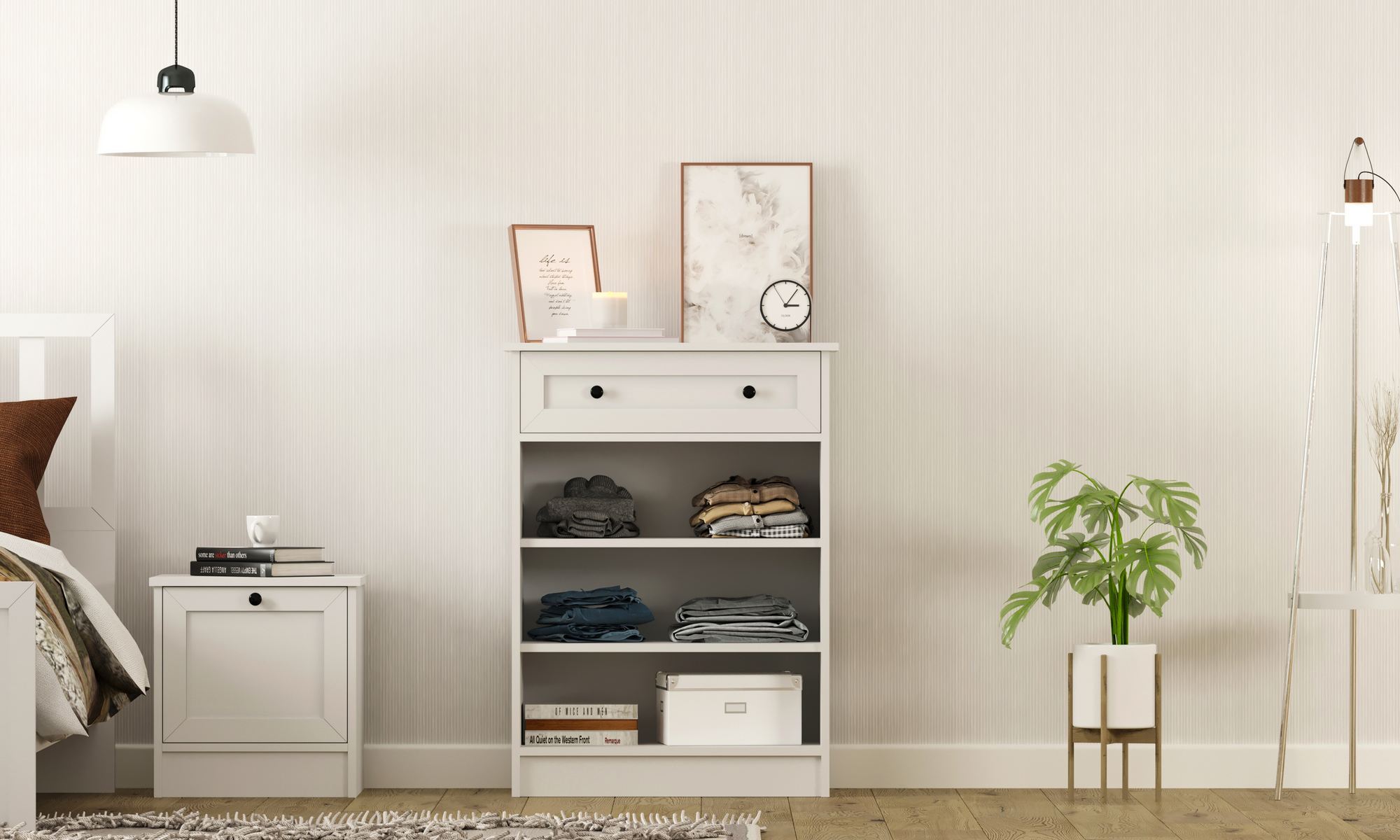 Comodă Hanah Home, PAL melaminat, 70 x 40 x 100 cm, alb mat, 167RAB1513 — imaginea 3