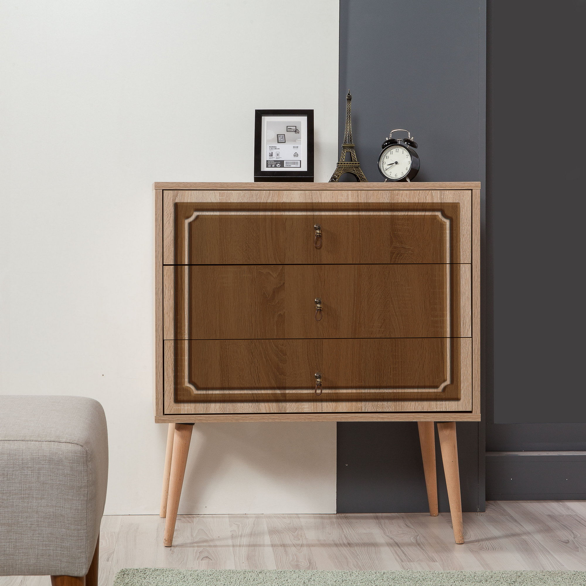 Comodă Hanah Home, PAL melaminat, 80 x 40 x 90 cm, stejar sonoma, 869VEL3438 — imaginea 3