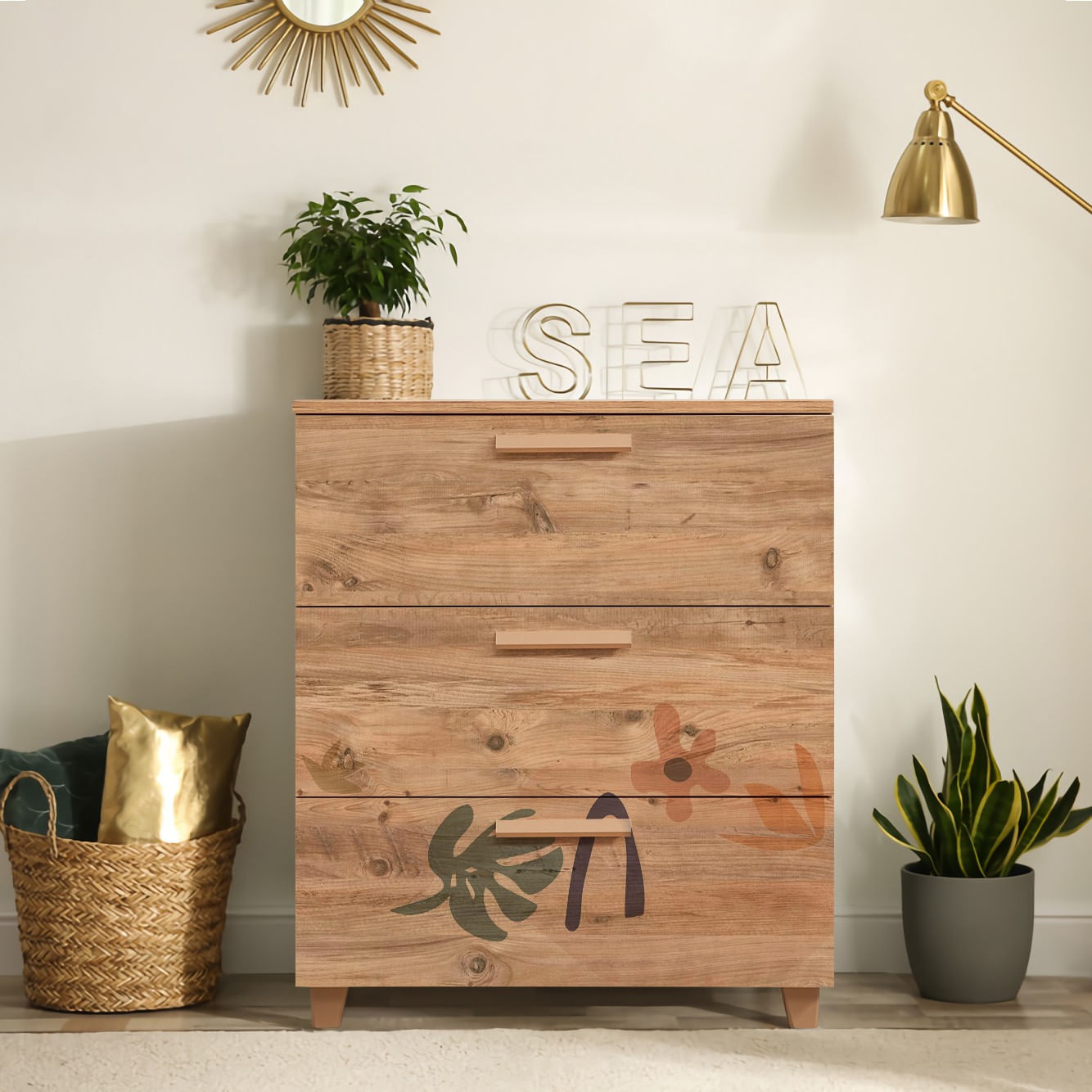 Comodă Hanah Home, PAL melaminat, 80 x 43 x 95 cm, atlantic pine, 869VEL3482 — imaginea 2