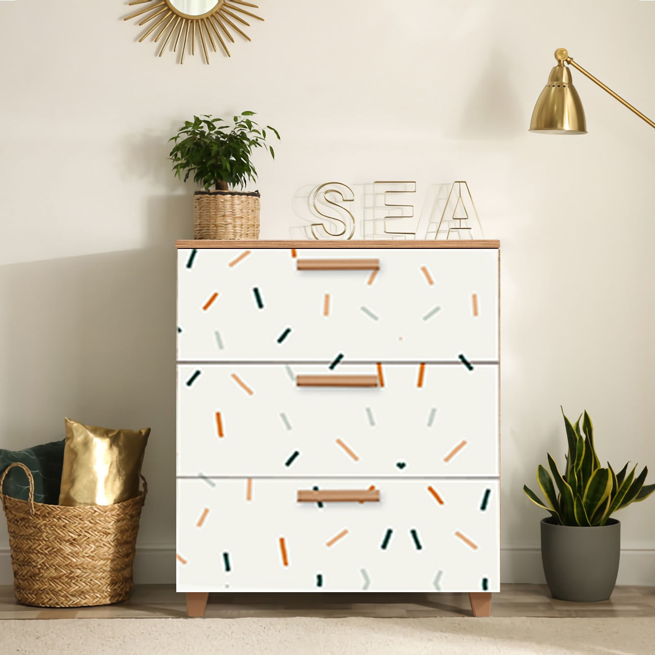 Comodă Hanah Home, PAL melaminat, 80 x 43 x 95 cm, atlantic pine/alb, 869VEL3483 — imaginea 3