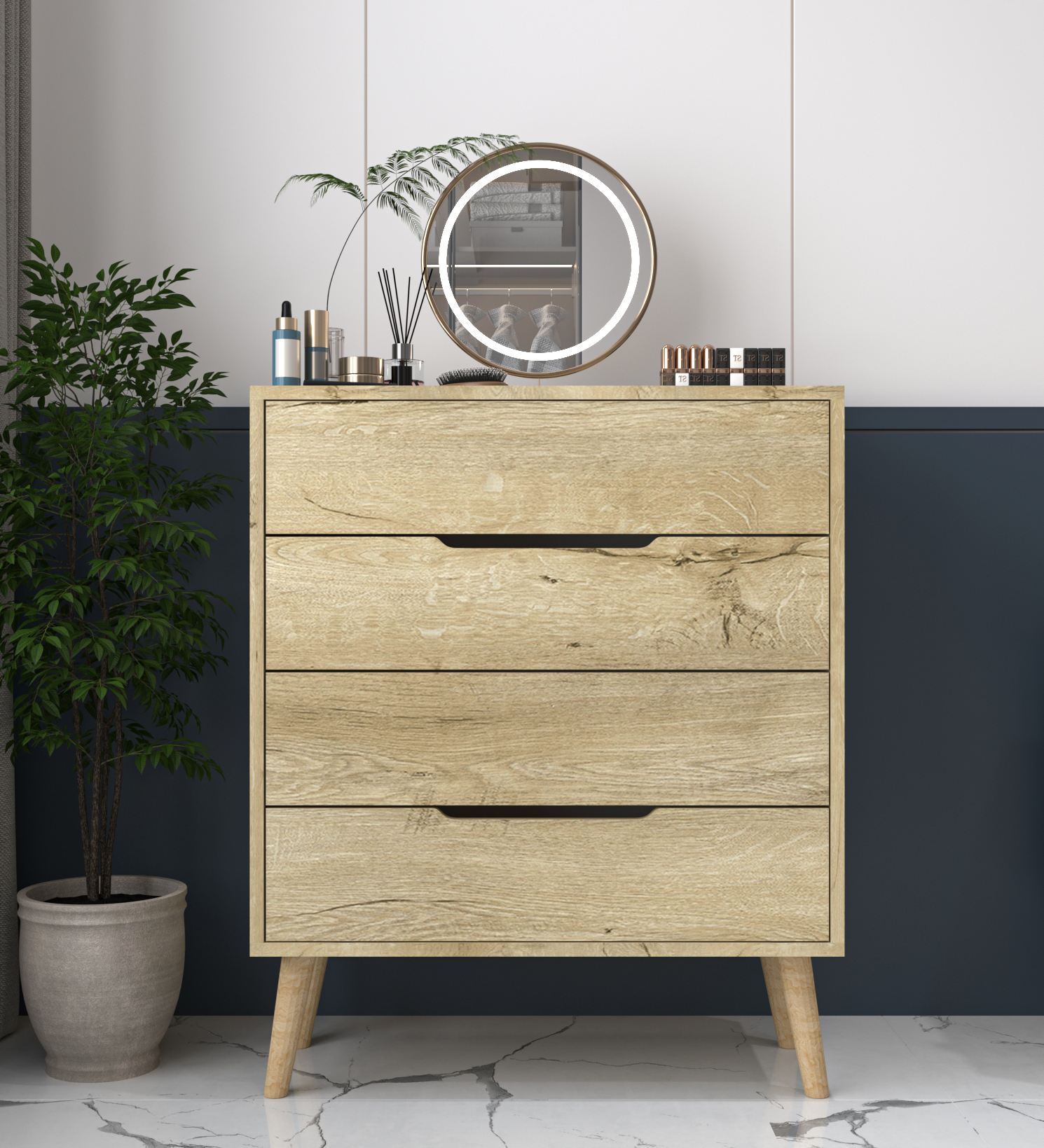 Comodă Hanah Home, PAL melaminat, 78 x 45 x 95 cm, sapphire stejar, 469ORN2104 — imaginea 5