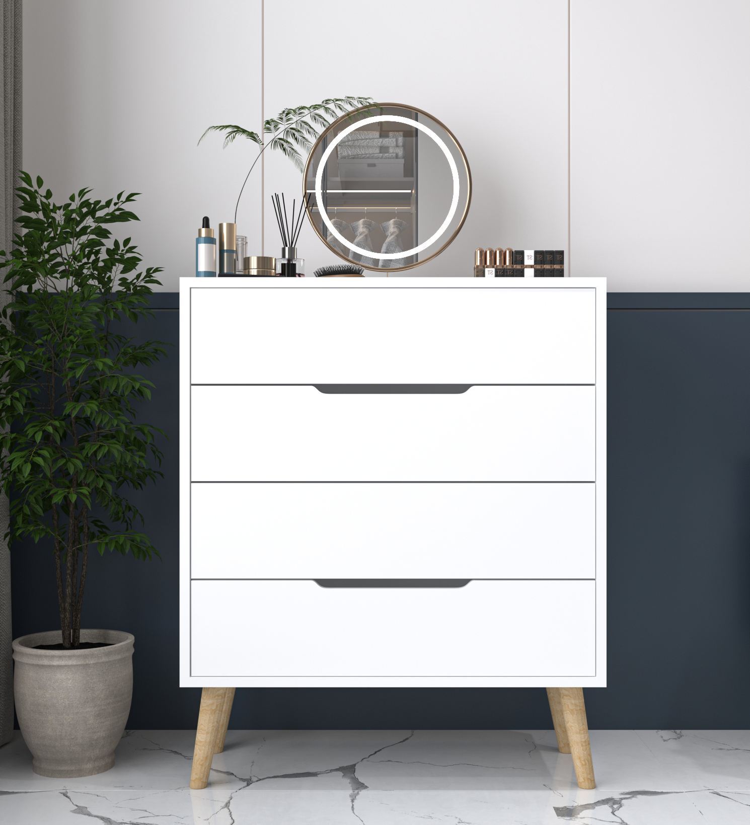 Comodă Hanah Home, PAL melaminat, 78 x 45 x 95 cm, alb, 469ORN2101 — imaginea 3