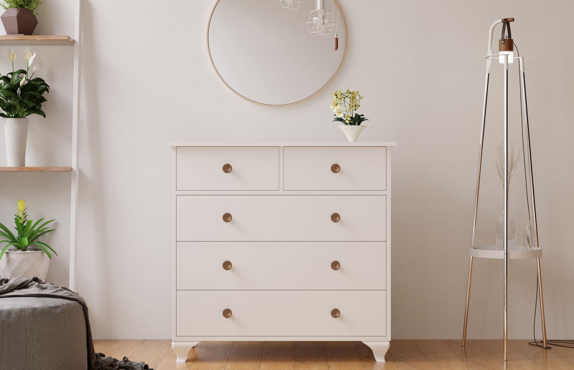 Comodă Hanah Home, PAL melaminat, 90 x 40 x 86 cm, alb mat, 167RAB1504 — imaginea 2