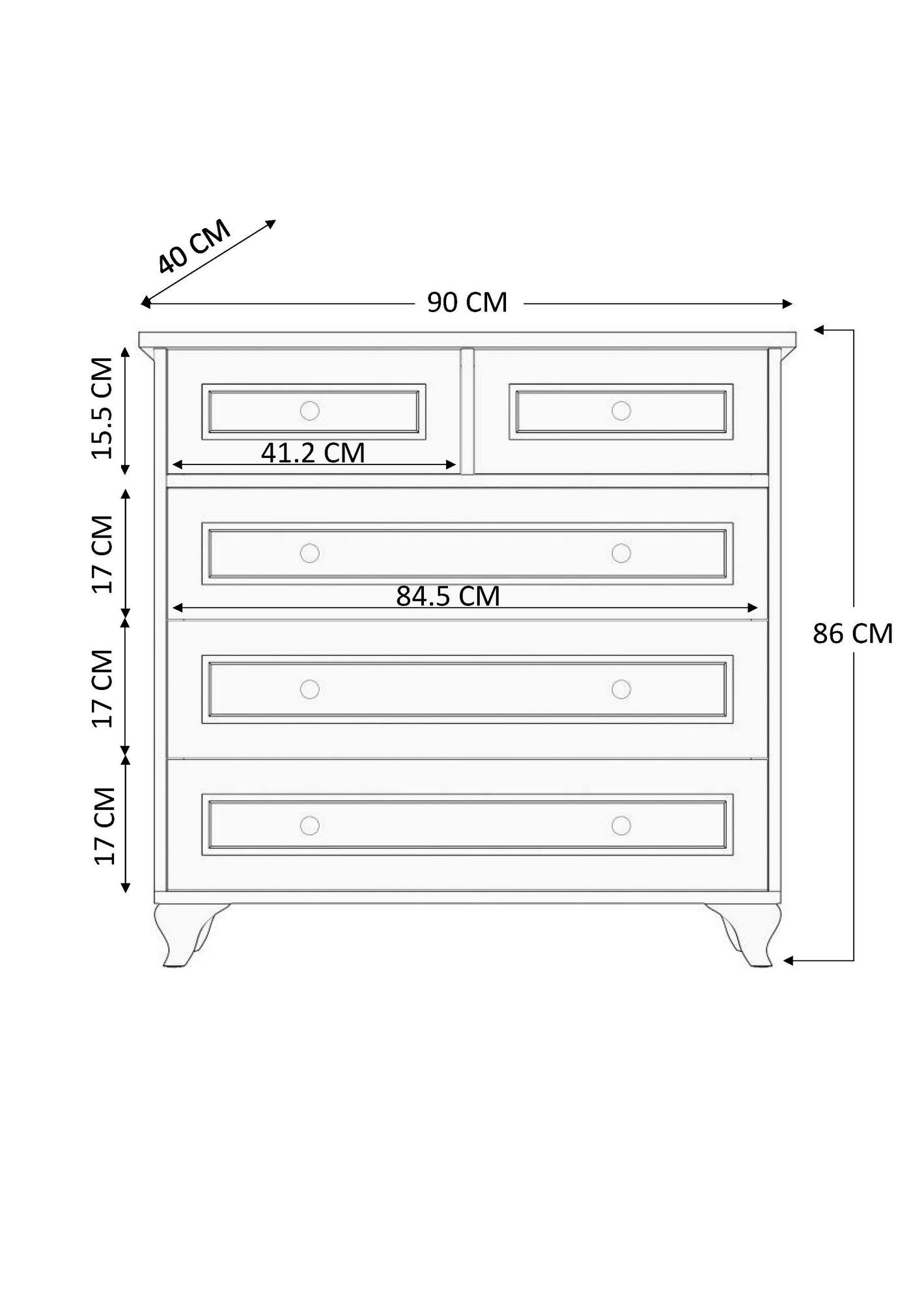 Comodă Hanah Home, PAL melaminat, 90 x 40 x 86 cm, alb mat, 167RAB1503 — imaginea 5