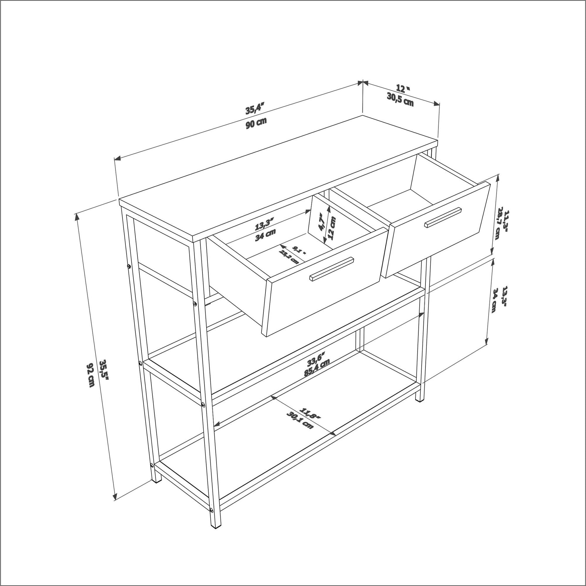 Comodă Hanah Home, PAL melaminat, 90 x 30.5 x 92 cm, negru/alb, 875ZNA4302 — imaginea 5