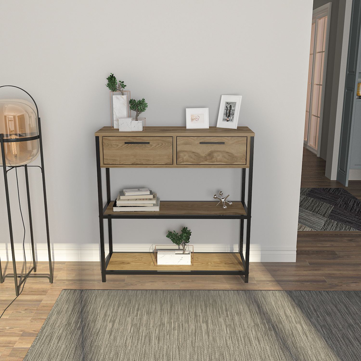 Comodă Hanah Home, PAL melaminat, 90 x 30.5 x 92 cm, stejar, 875ZNA4303 — imaginea 5