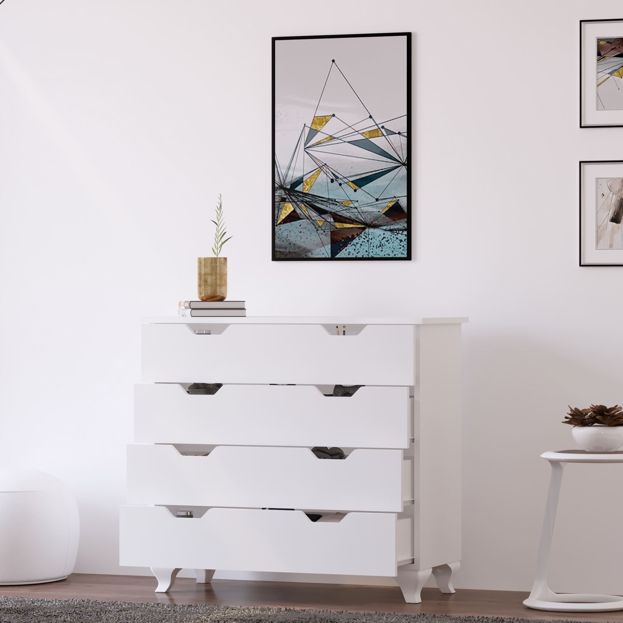 Comodă Hanah Home, PAL melaminat, 86 x 40 x 86 cm, alb mat, 167RAB1510 — imaginea 2