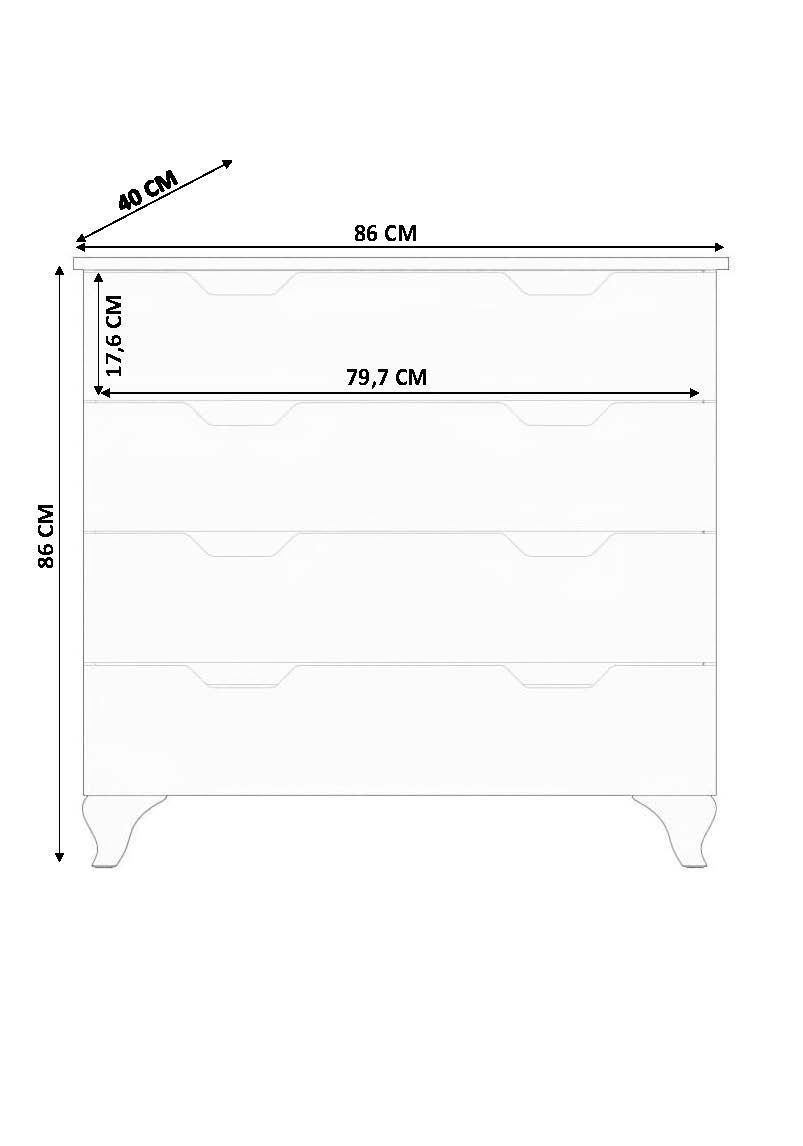 Comodă Hanah Home, PAL melaminat, 86 x 40 x 86 cm, alb mat, 167RAB1510 — imaginea 5