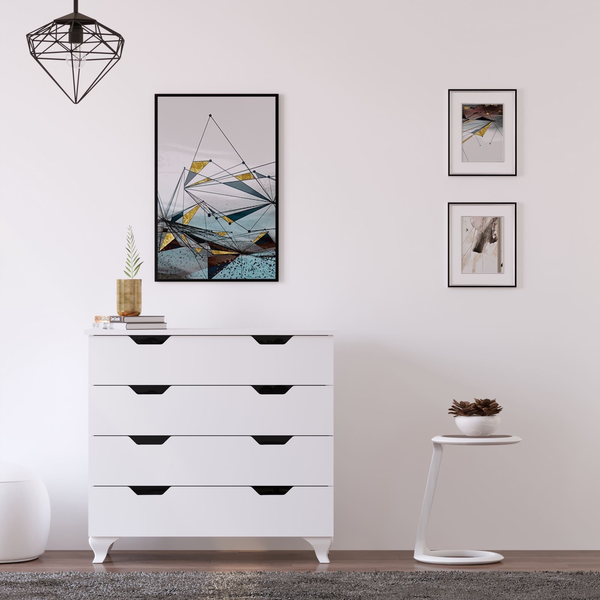 Comodă Hanah Home, PAL melaminat, 86 x 40 x 86 cm, alb mat, 167RAB1510 — imaginea 7