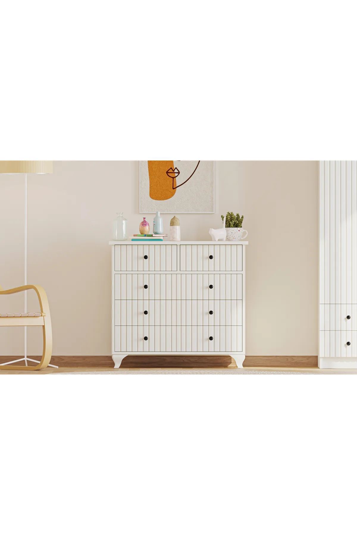 Comodă Hanah Home, PAL melaminat, 90 x 40 x 86 cm, alb mat, 167RAB1508 — imaginea 2