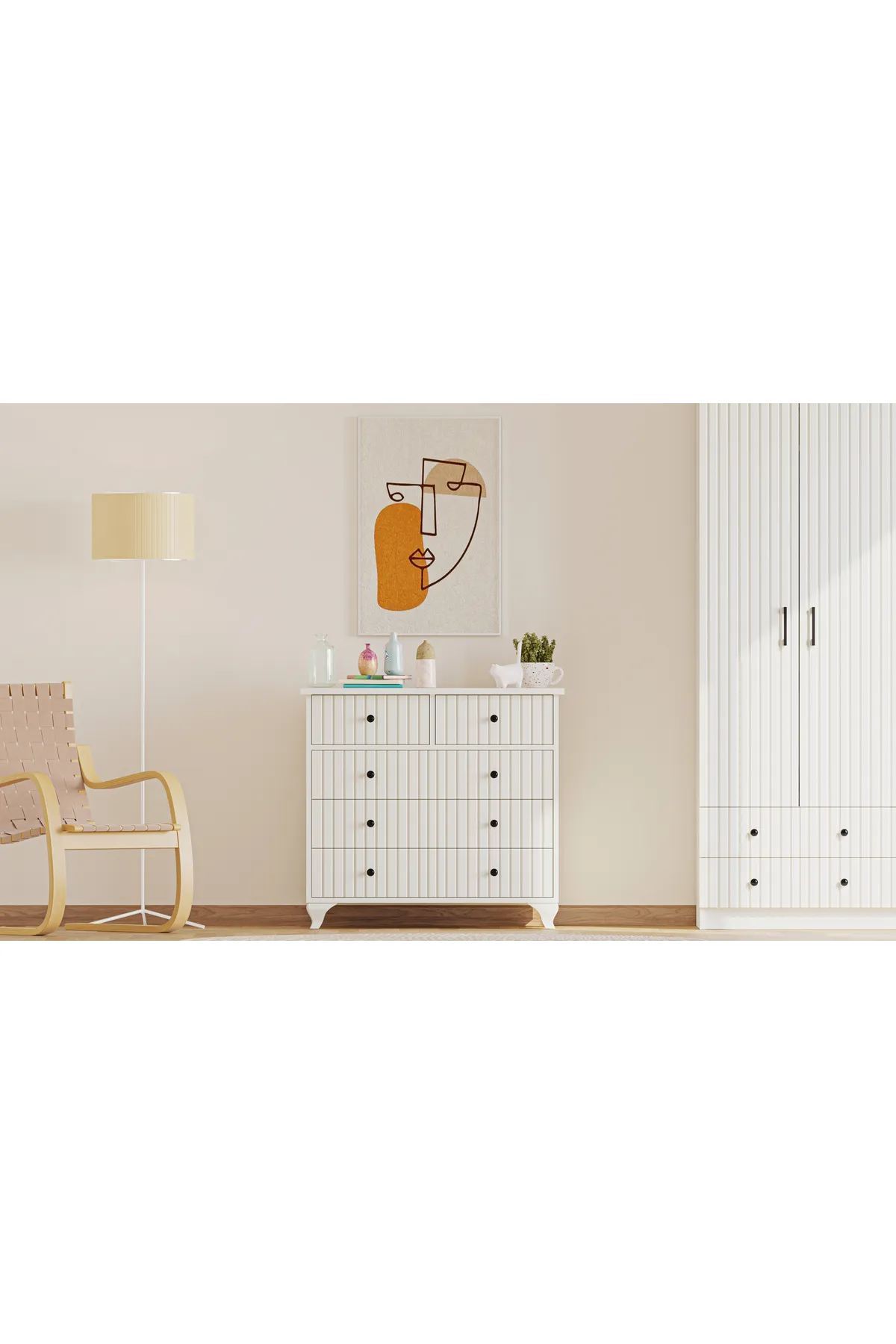 Comodă Hanah Home, PAL melaminat, 90 x 40 x 86 cm, alb mat, 167RAB1508 — imaginea 4