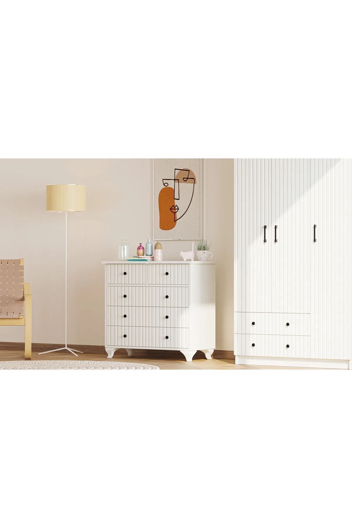 Comodă Hanah Home, PAL melaminat, 90 x 40 x 86 cm, alb mat, 167RAB1508 — imaginea 7