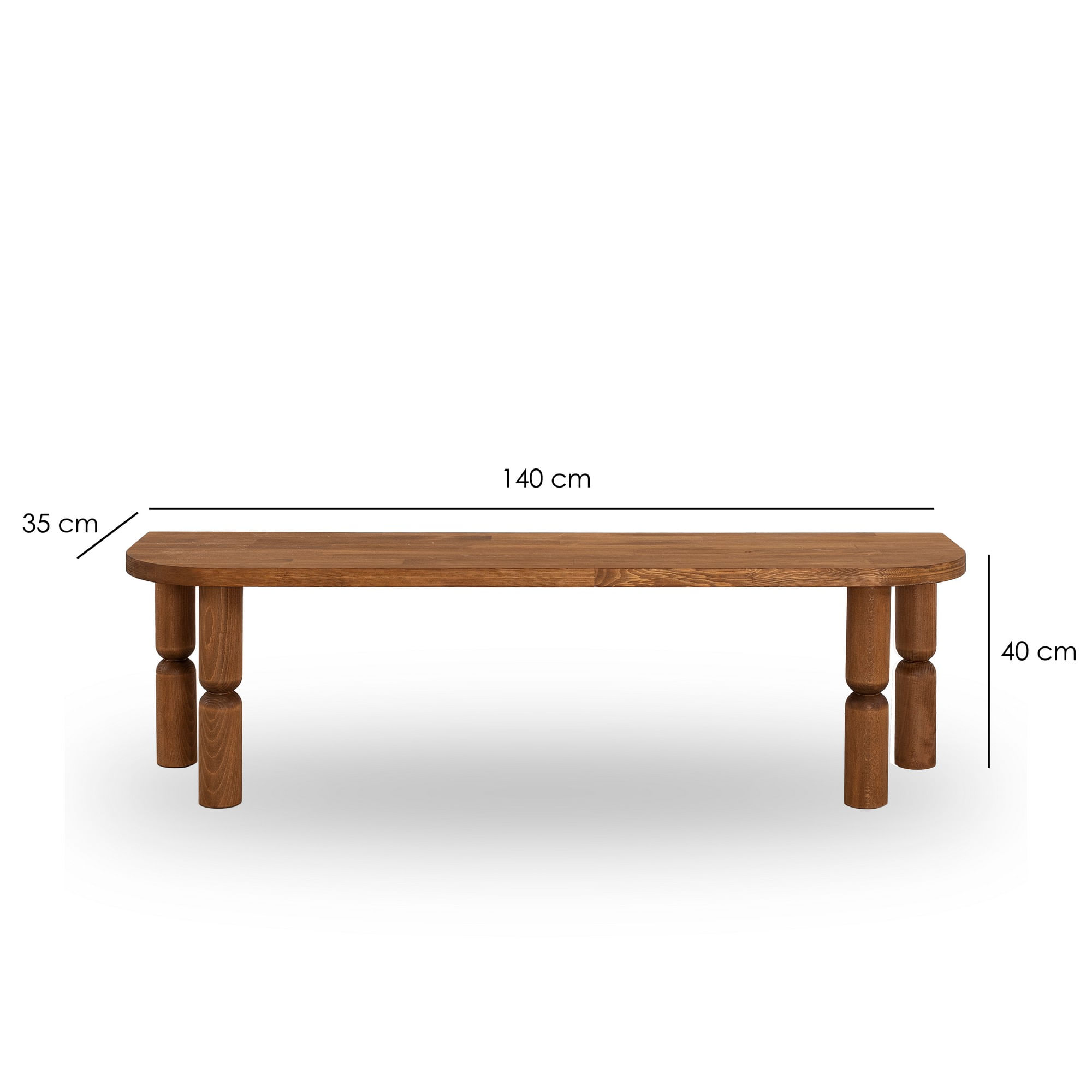 Comodă TV Hanah Home, lemn masiv, 140 x 35 x 40 cm, chesnut, 552NOS2391 — imaginea 3