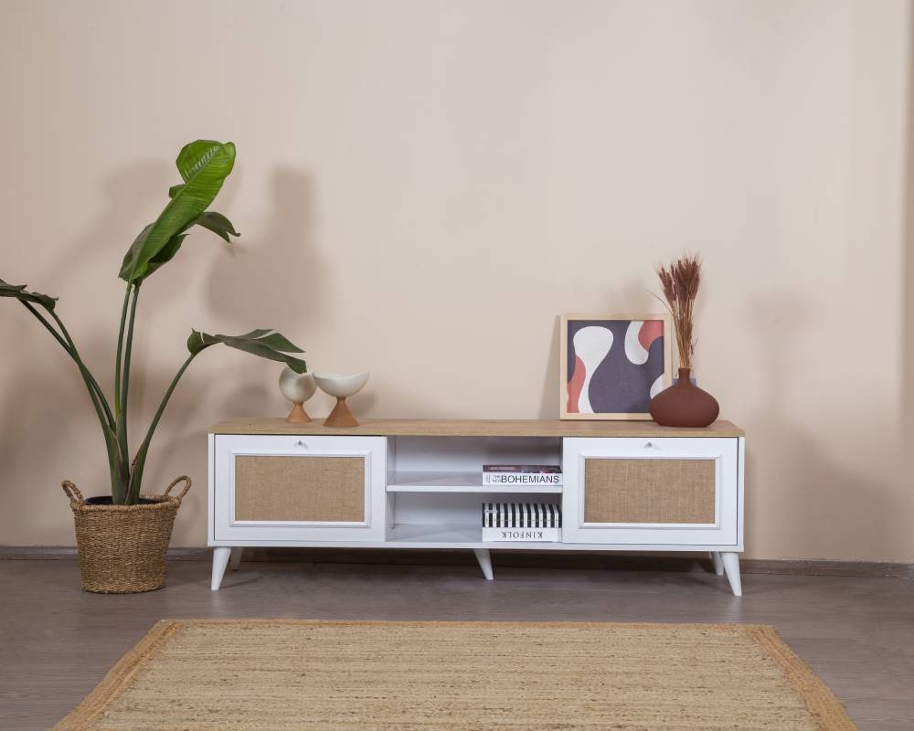 Comodă TV Hanah Home, MDF, 55 x 41 x 180 cm, alb/stejar, 277WLN1134 — imaginea 4